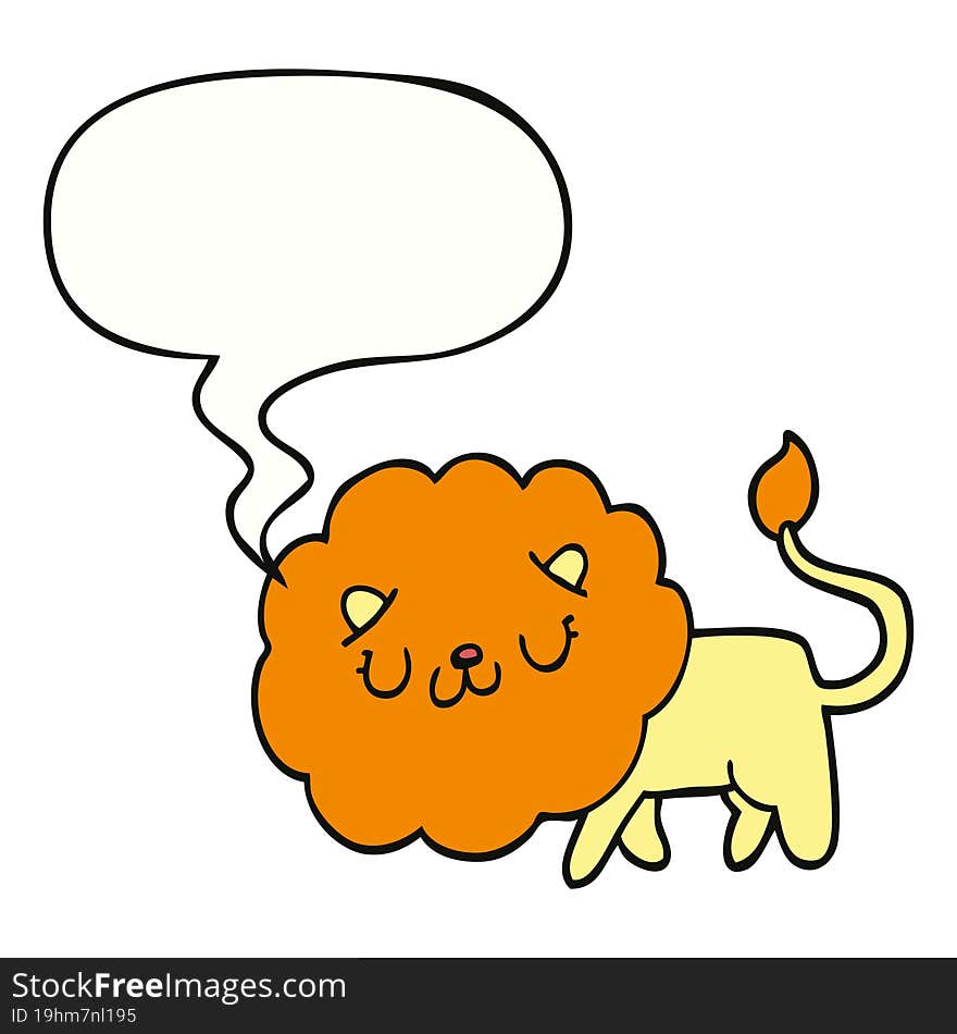 cartoon lion and speech bubble