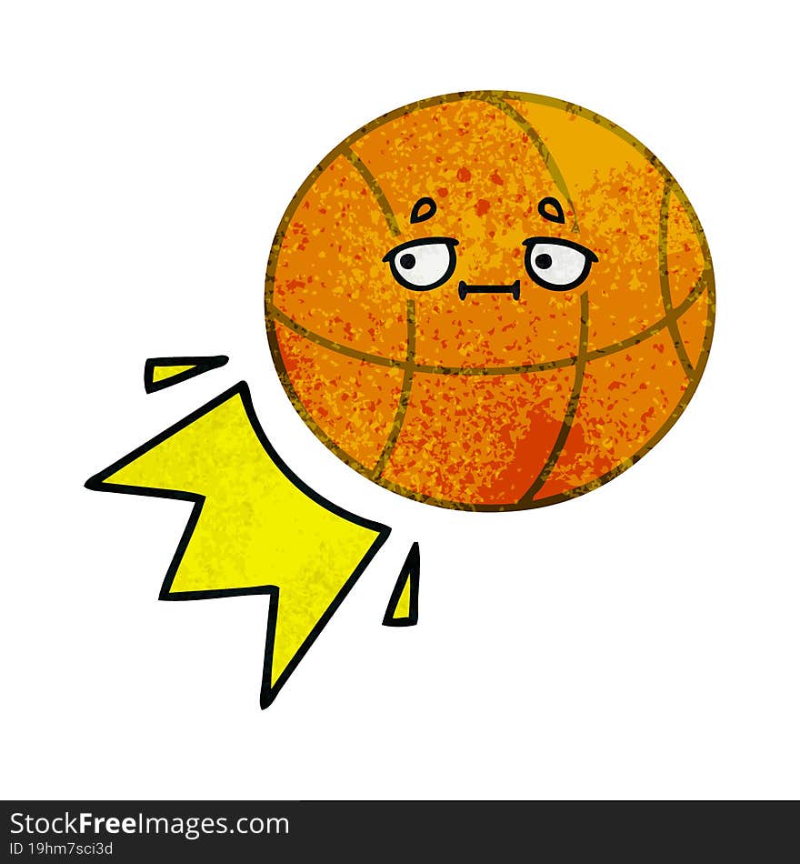 retro grunge texture cartoon basketball