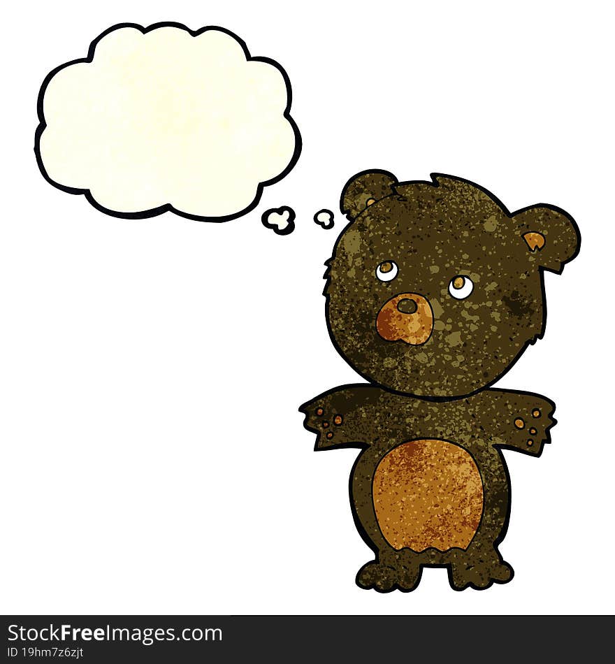 cartoon funny teddy bear with thought bubble