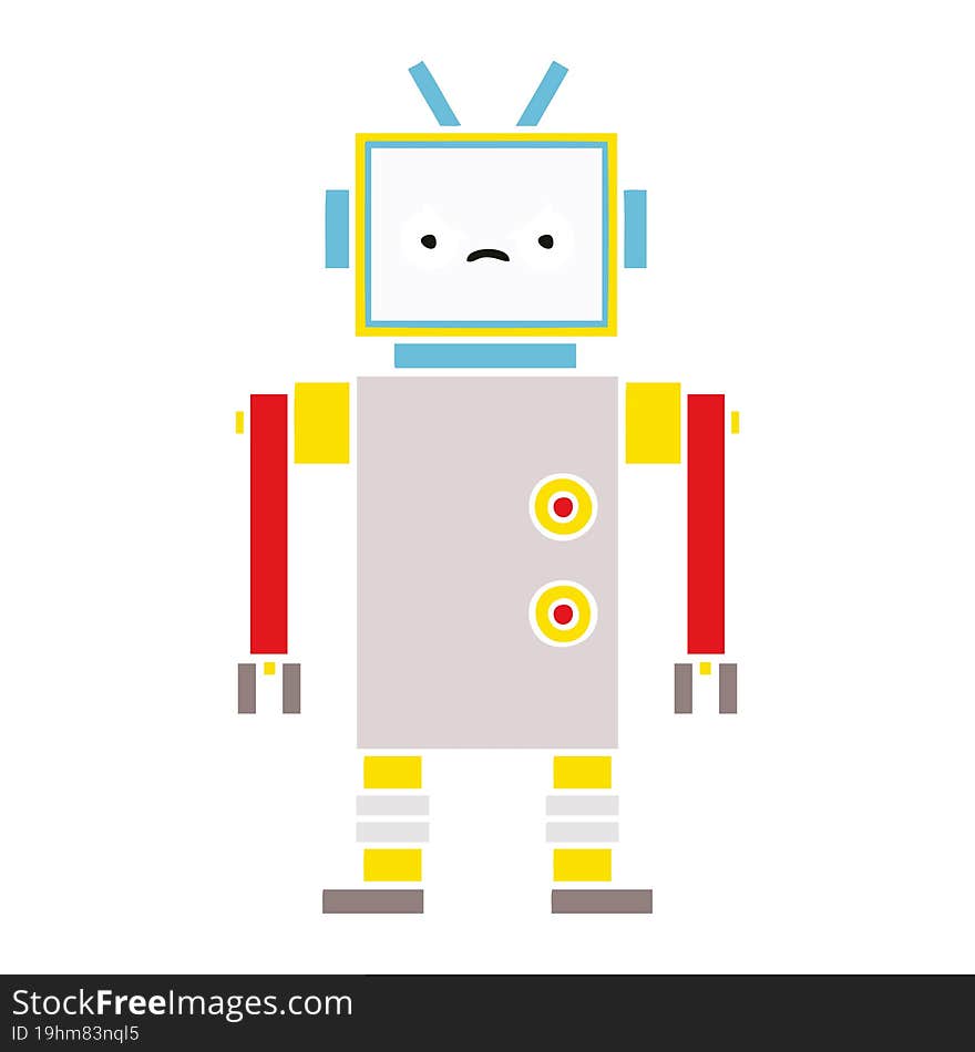 Flat Color Retro Cartoon Robot