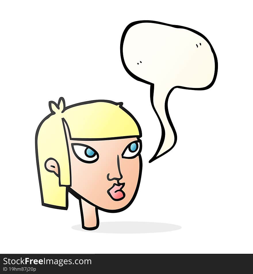 Speech Bubble Cartoon Female Face