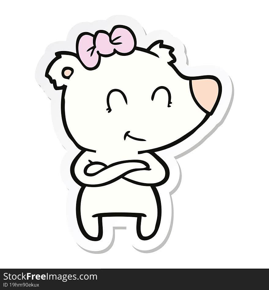 sticker of a female polar bear cartoon