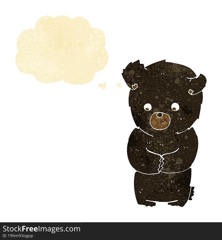 Cute Cartoon Black Bear With Thought Bubble