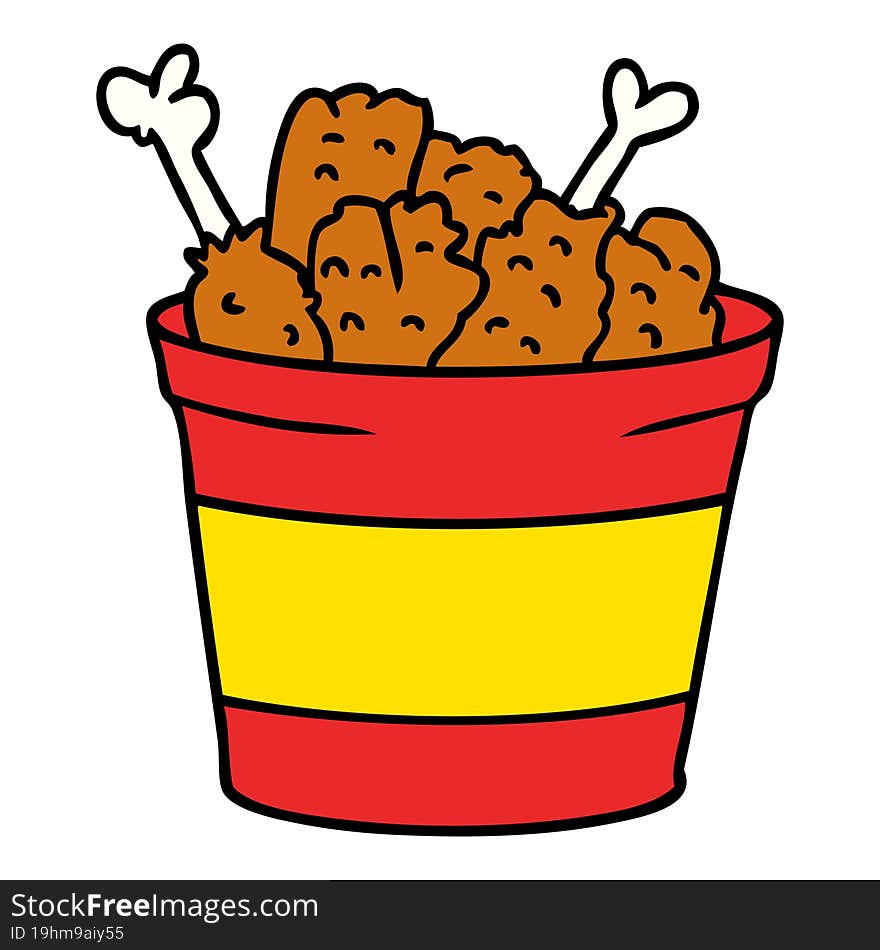 cartoon doodle bucket of fried chicken