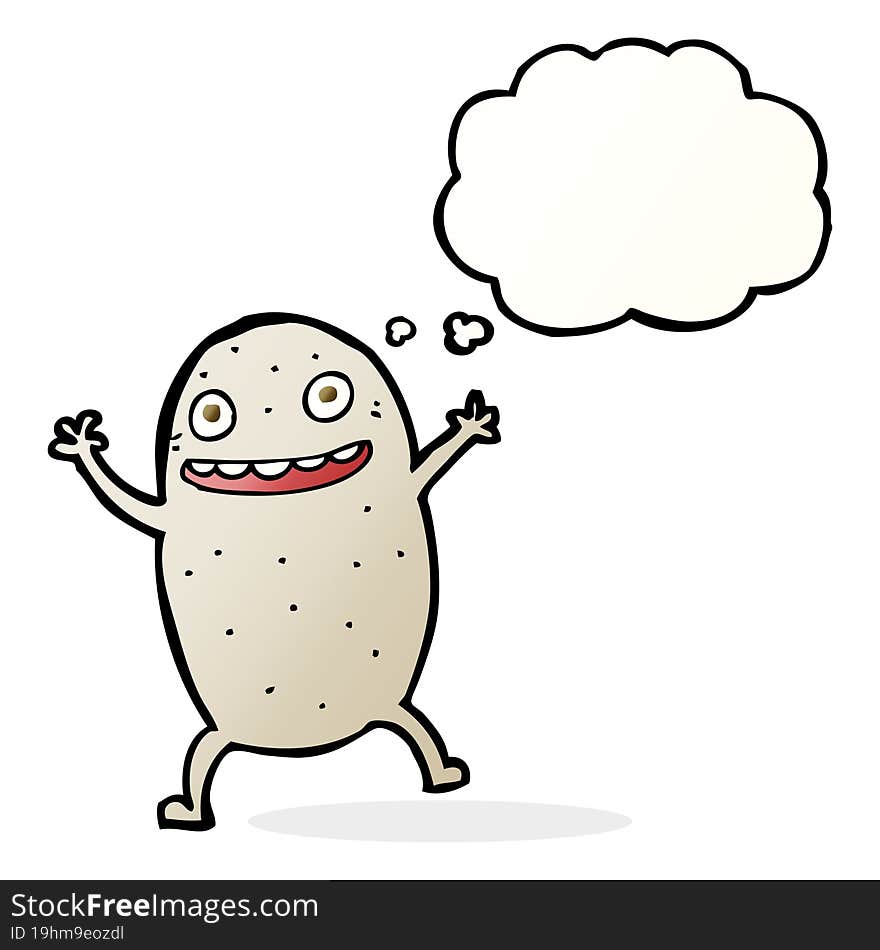 cartoon happy potato with thought bubble