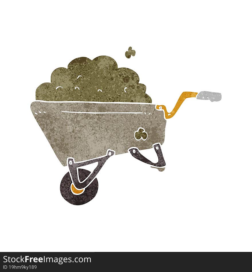 retro cartoon wheelbarrow full of dirt