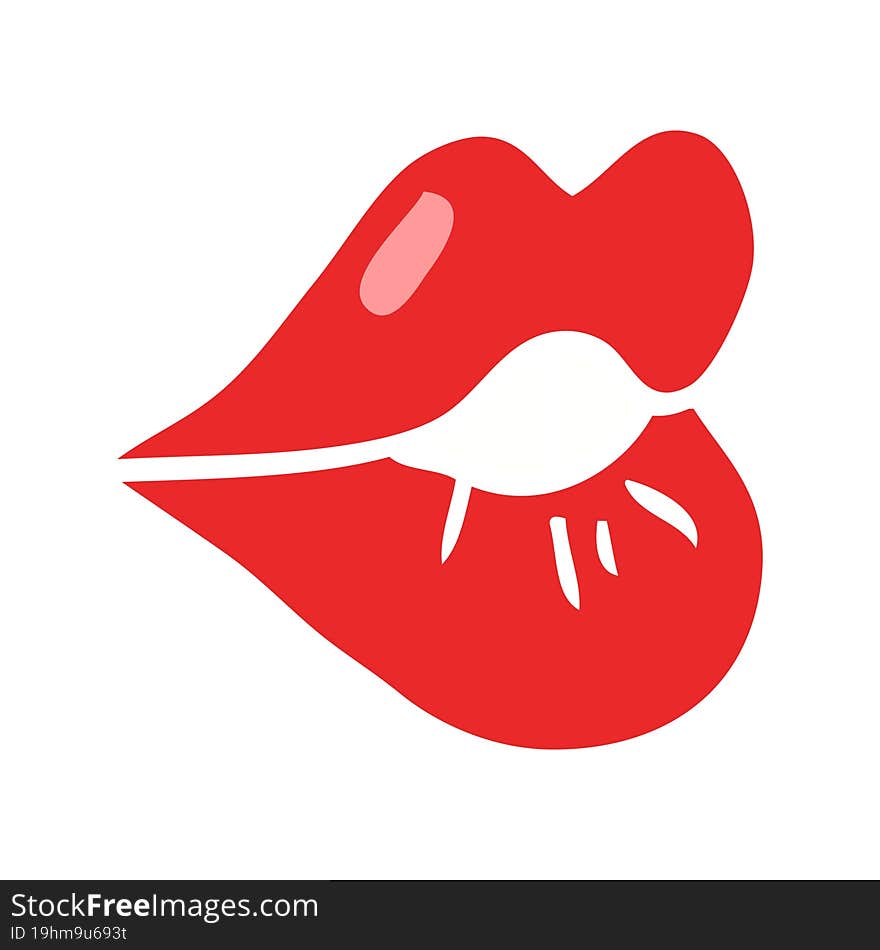 flat color illustration cartoon pouting lips