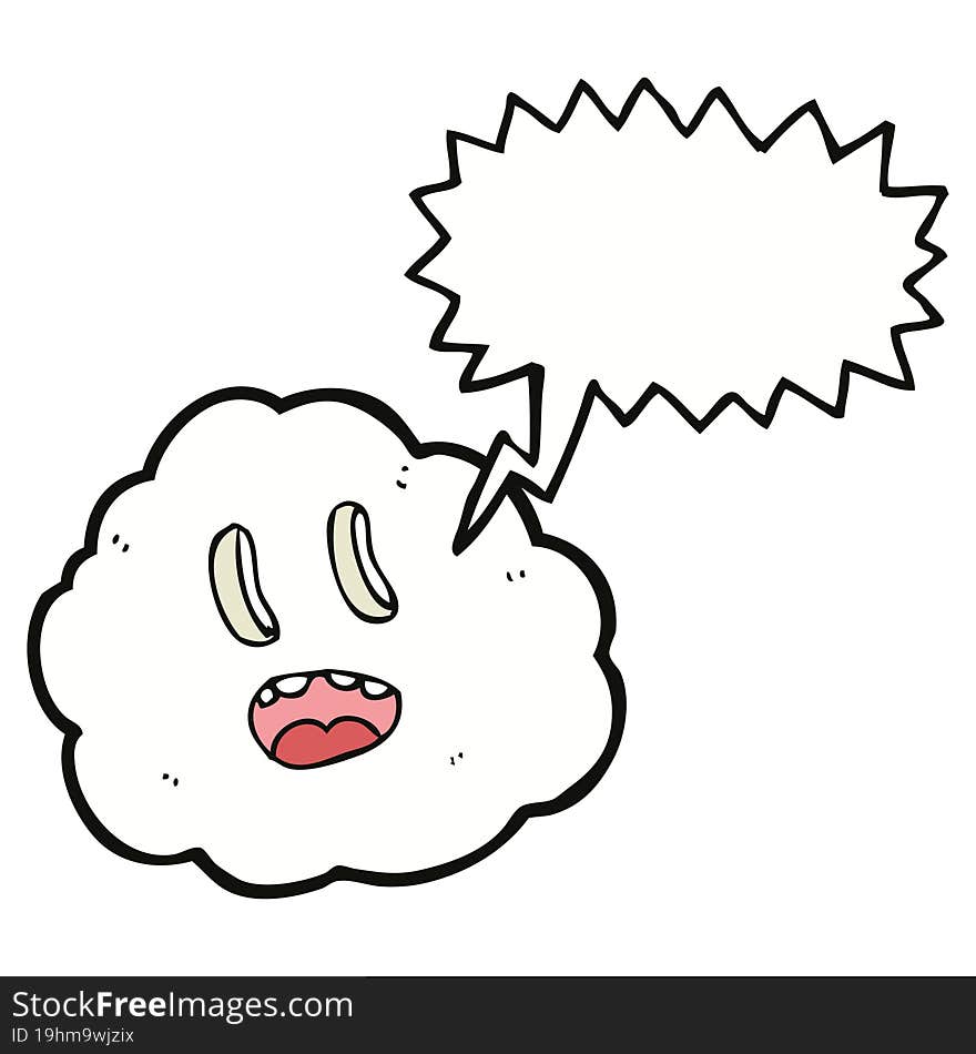 cartoon spooky cloud with speech bubble