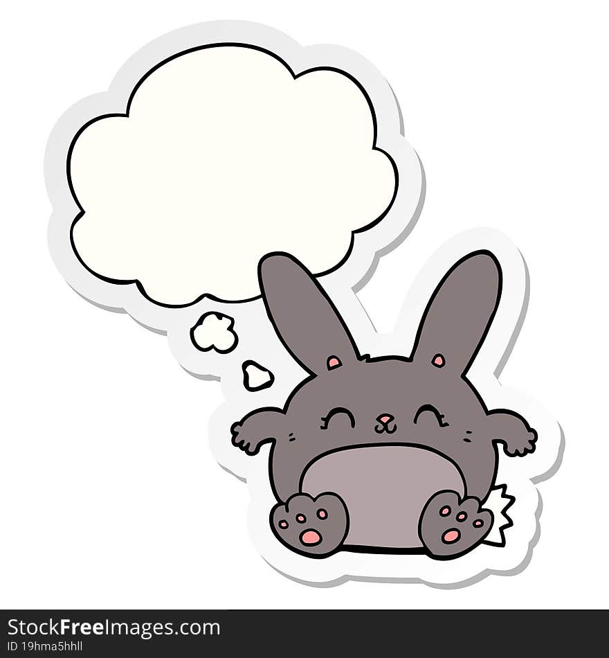 Cartoon Rabbit And Thought Bubble As A Printed Sticker