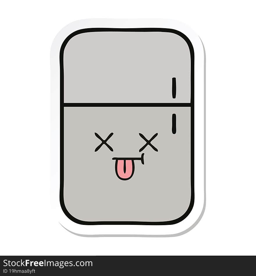 Sticker Of A Cute Cartoon Fridge Freezer