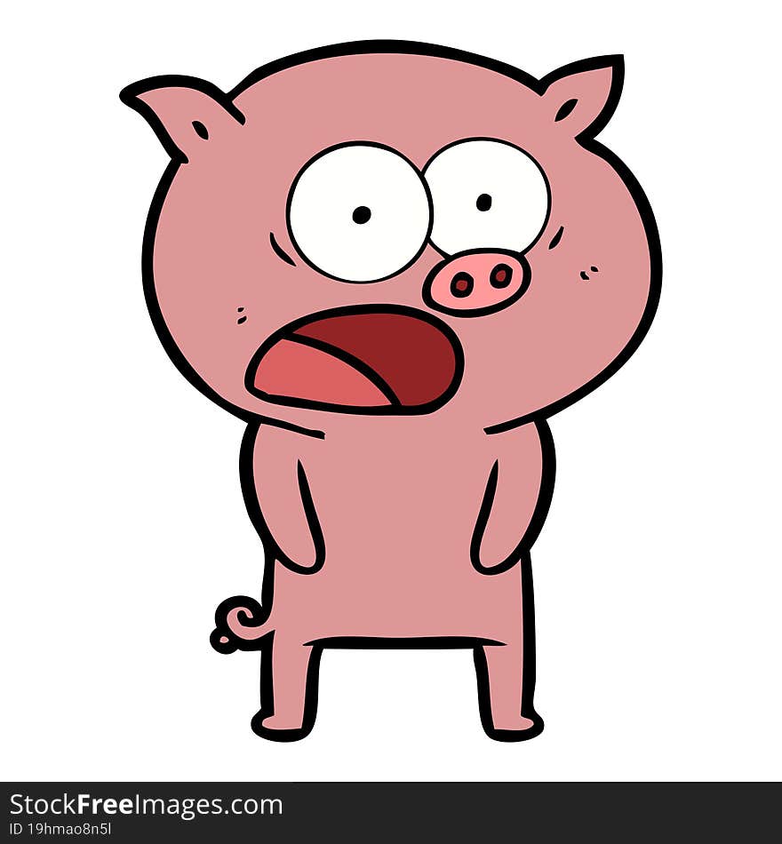 cartoon pig shouting. cartoon pig shouting