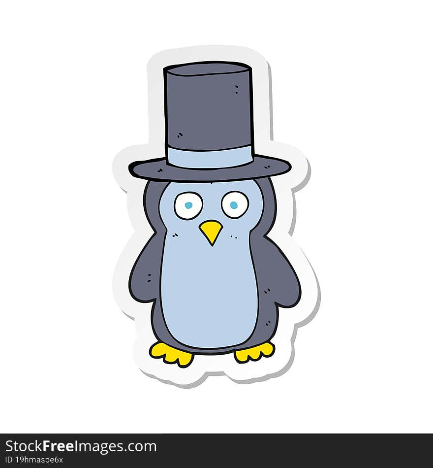 sticker of a cartoon penguin wearing hat