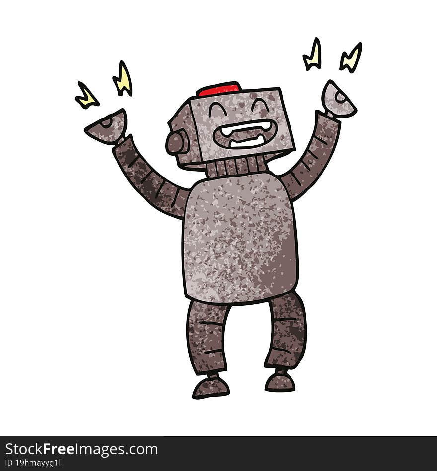 cartoon doodle happy robot