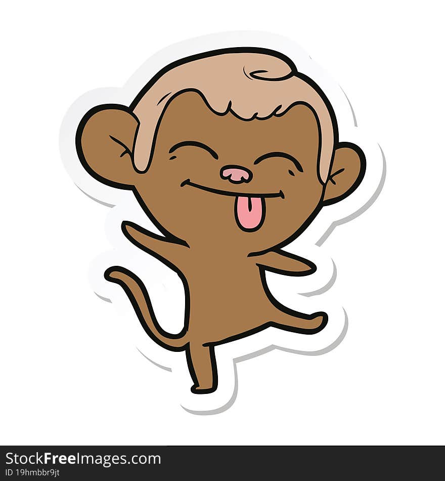 sticker of a funny cartoon monkey dancing