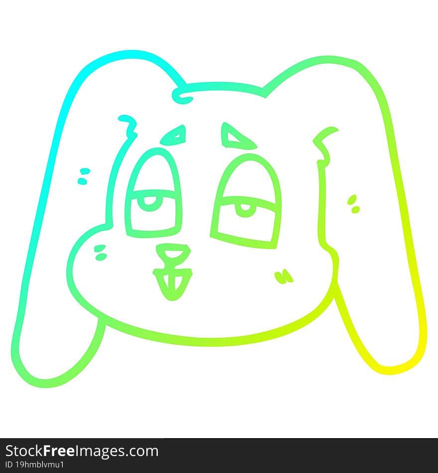 cold gradient line drawing of a cartoon bunny rabbit