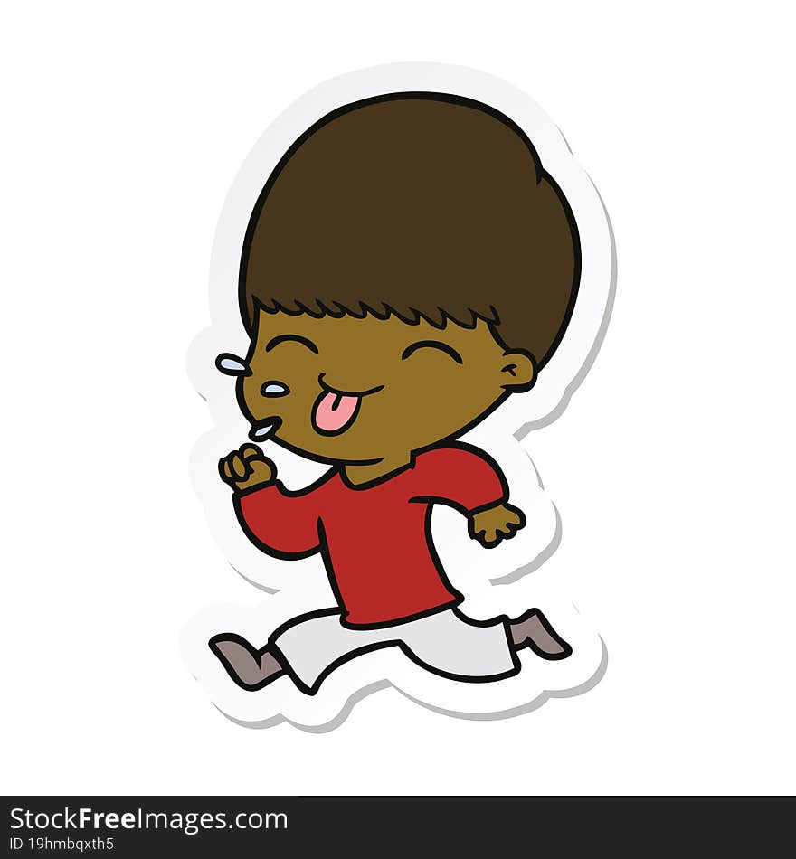 Sticker Of A Cartoon Boy Sticking Out Tongue