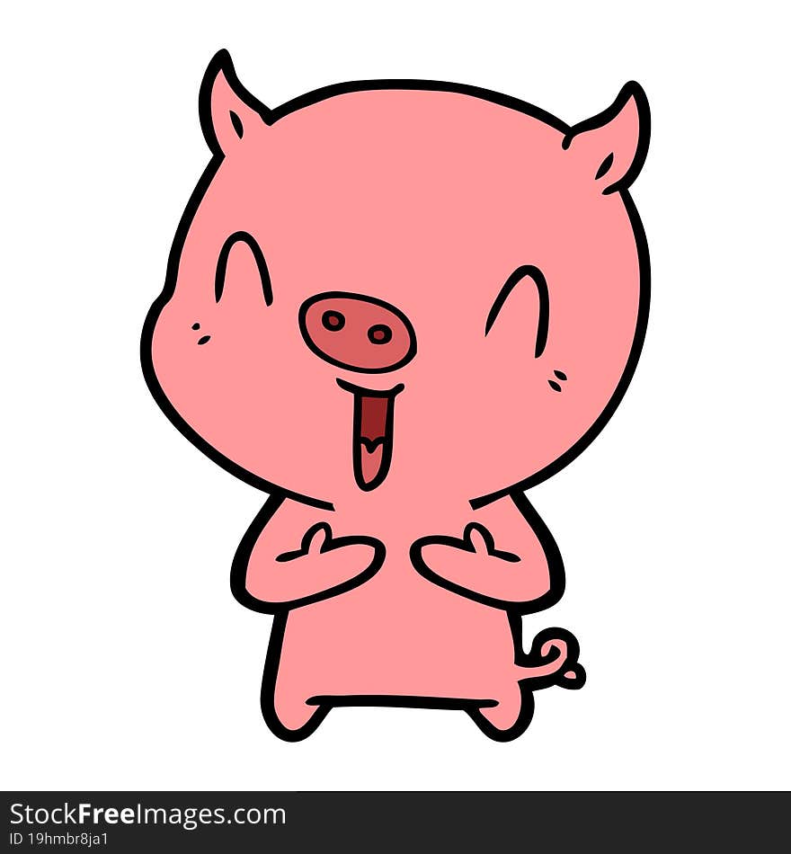 happy cartoon pig. happy cartoon pig