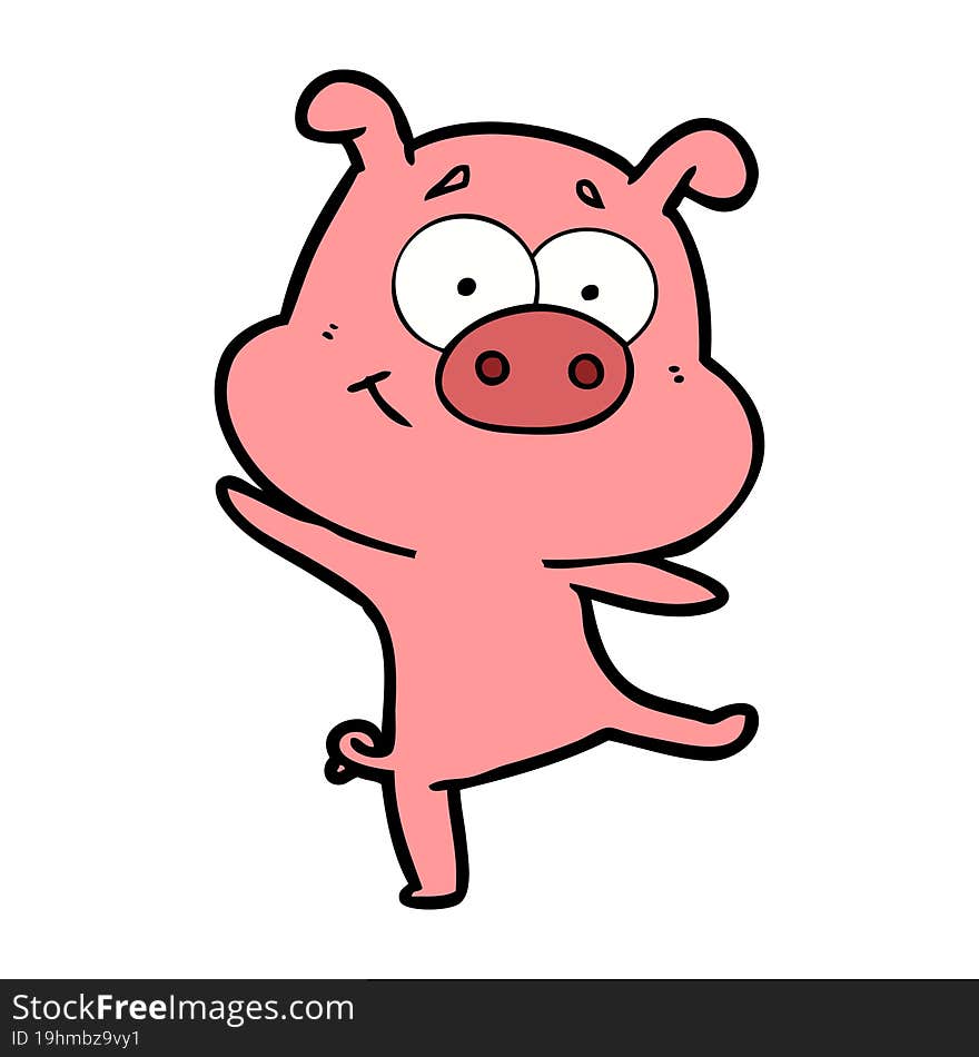 happy cartoon pig dancing. happy cartoon pig dancing