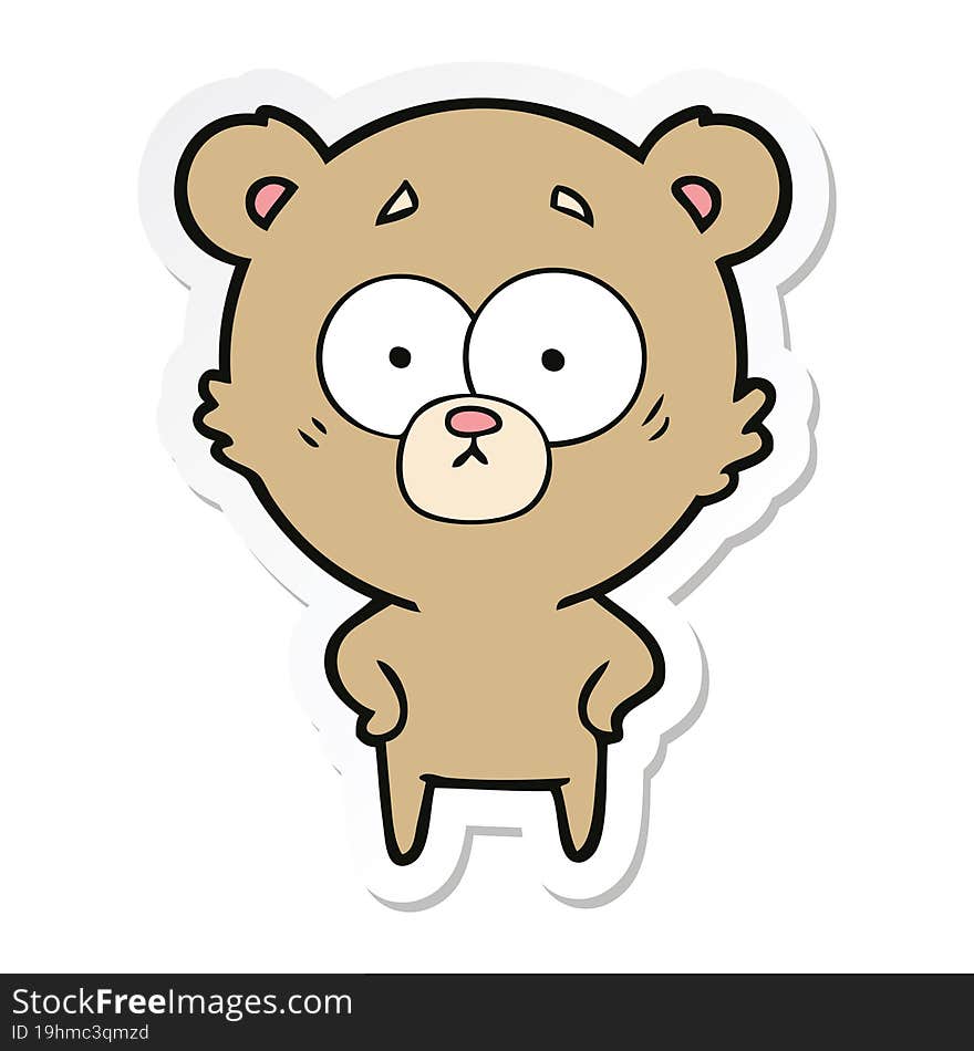 sticker of a surprised bear cartoon