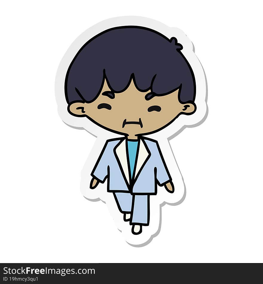 sticker cartoon kawaii cute boy in suit