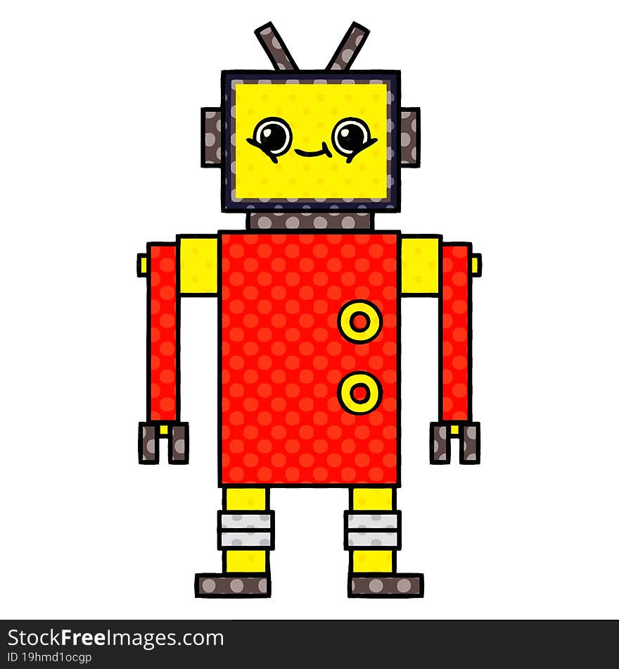 Comic Book Style Cartoon Robot