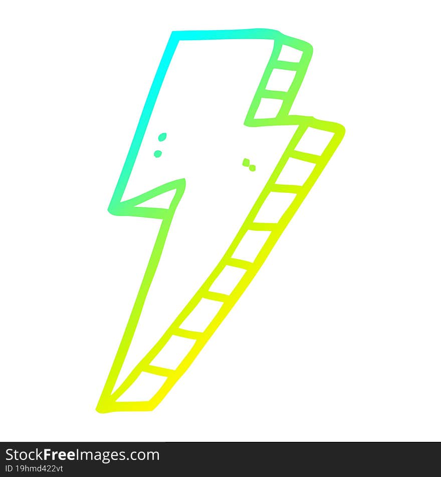 cold gradient line drawing cartoon lightning bolt