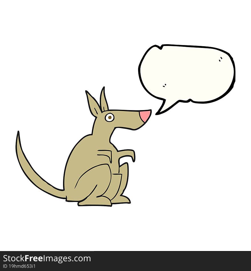 freehand drawn speech bubble cartoon kangaroo