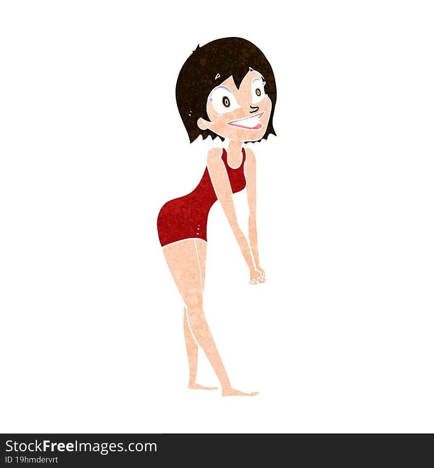 cartoon excited woman