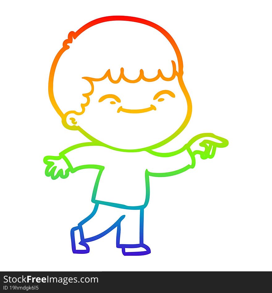 rainbow gradient line drawing cartoon smiling boy