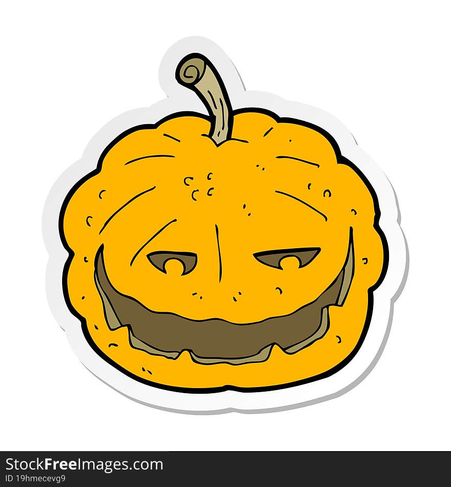 Sticker Of A Cartoon Halloween Pumpkin