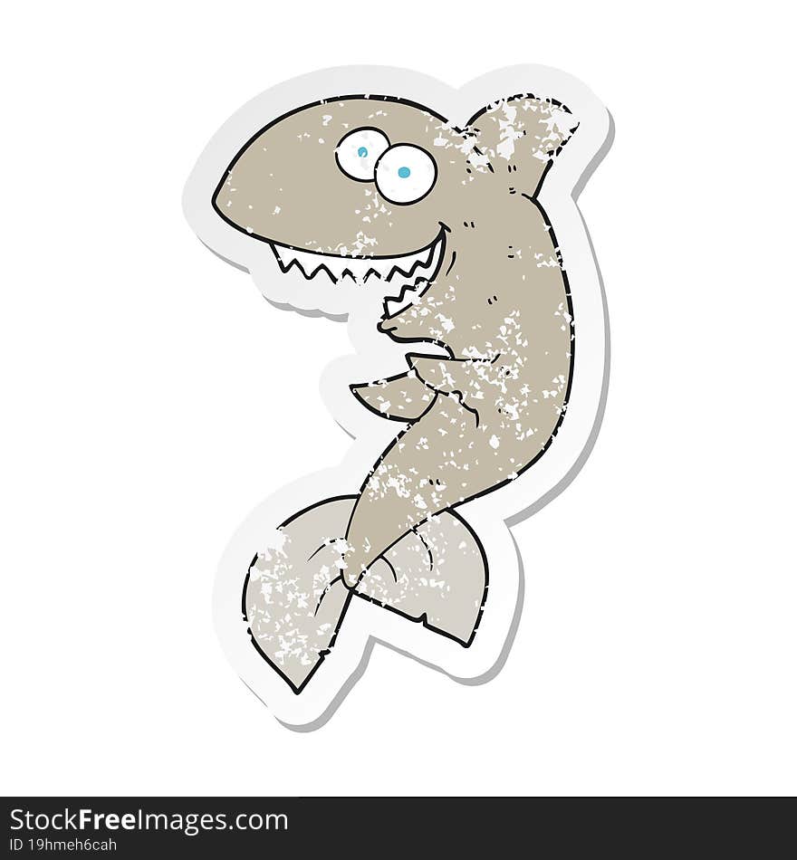 retro distressed sticker of a cartoon shark