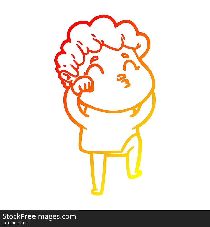 warm gradient line drawing cartoon man pouting