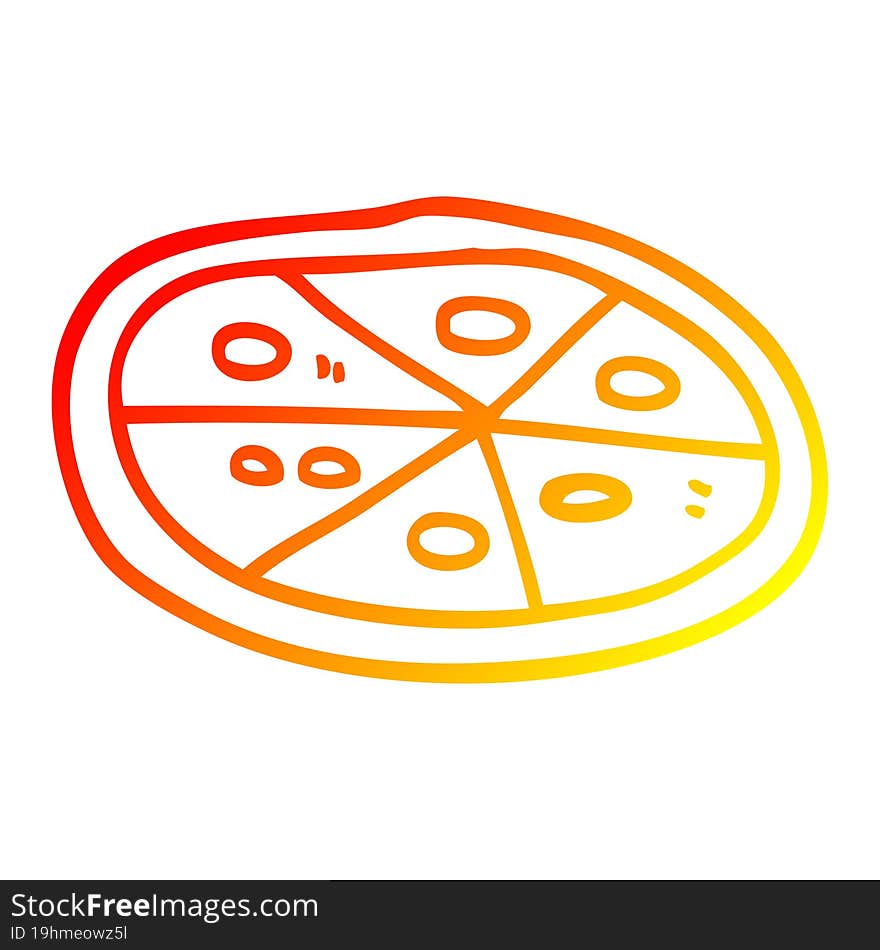 warm gradient line drawing cartoon pizza