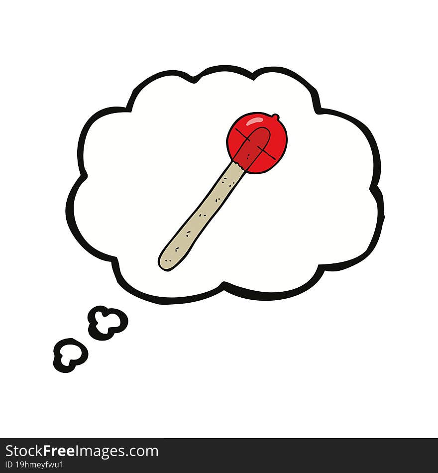 cartoon lollipop with thought bubble