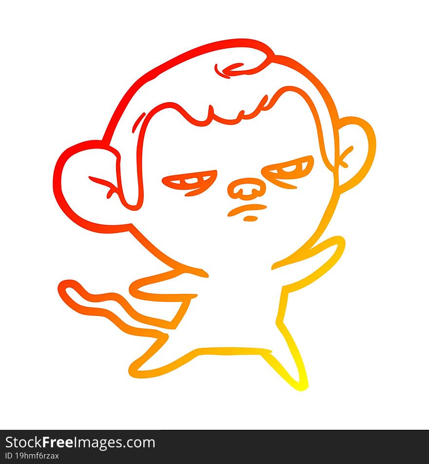 warm gradient line drawing cartoon annoyed monkey