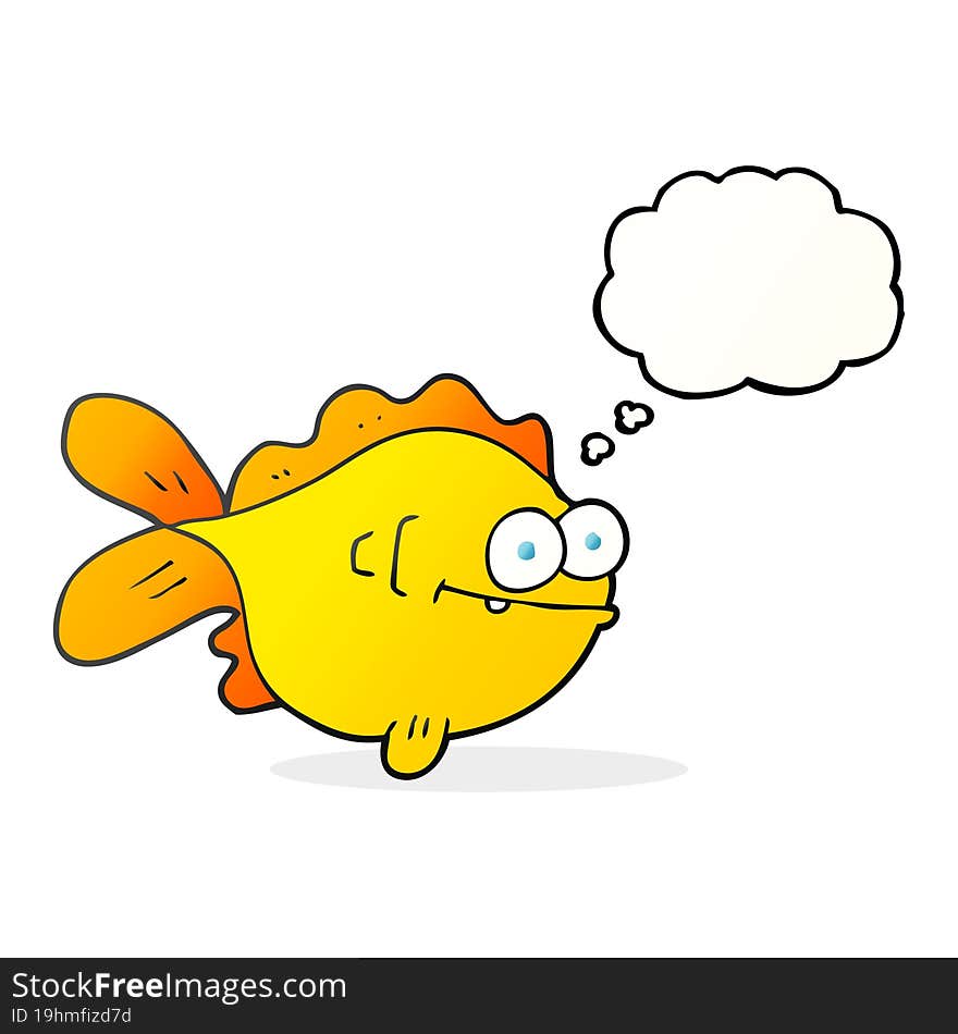 freehand drawn thought bubble cartoon fish