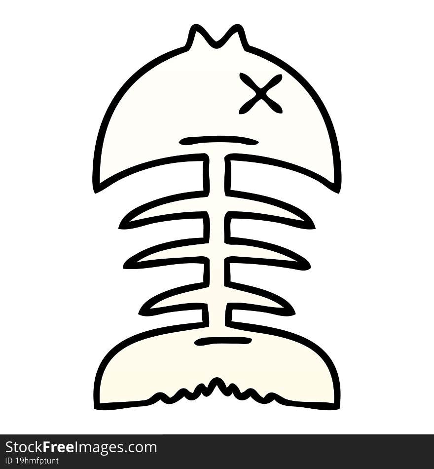 gradient shaded quirky cartoon dead fish bone. gradient shaded quirky cartoon dead fish bone