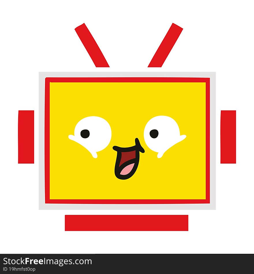 flat color retro cartoon robot head