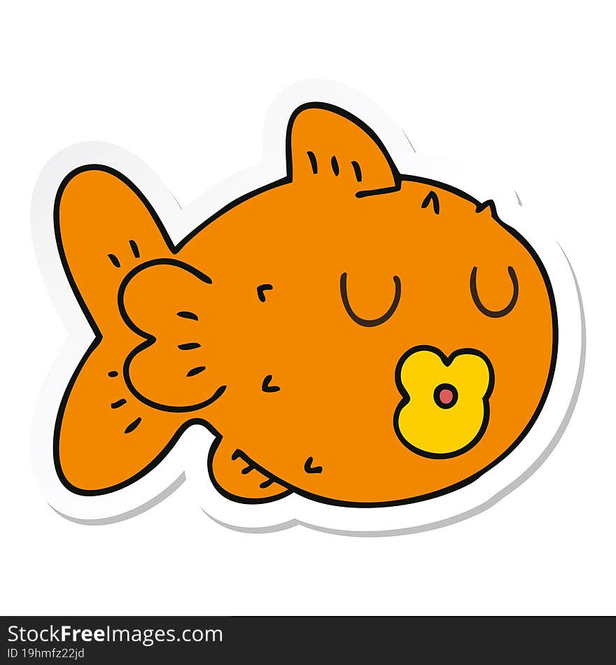 Sticker Of A Quirky Hand Drawn Cartoon Fish