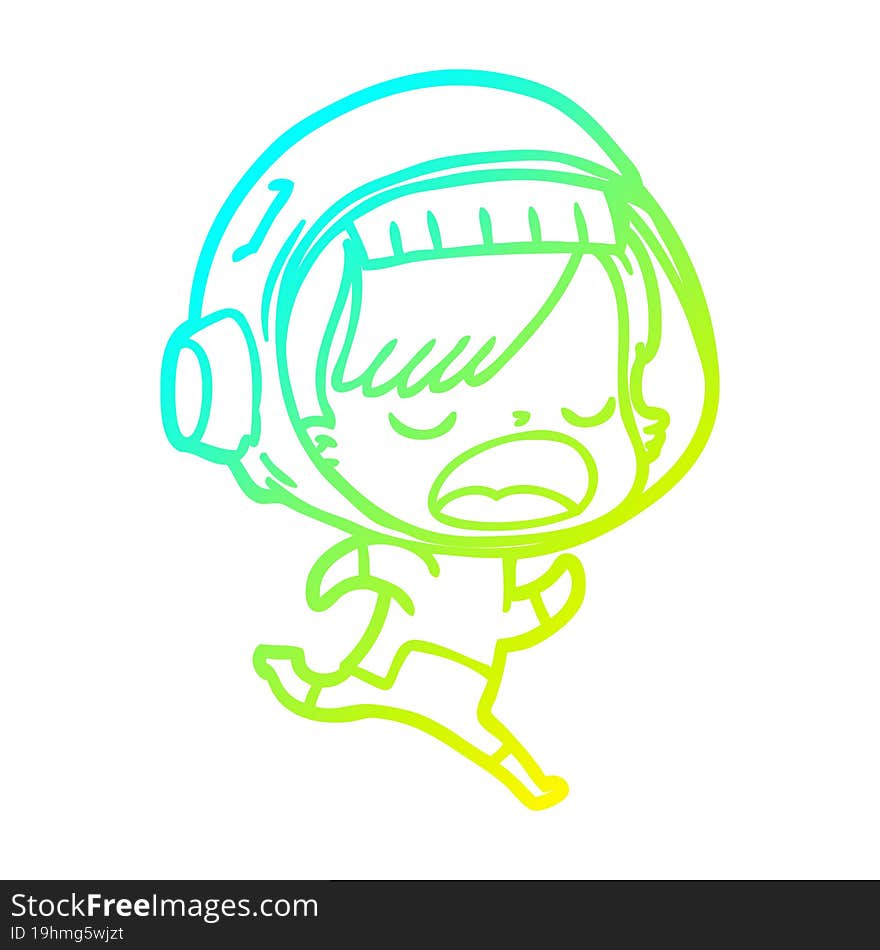 cold gradient line drawing cartoon running astronaut