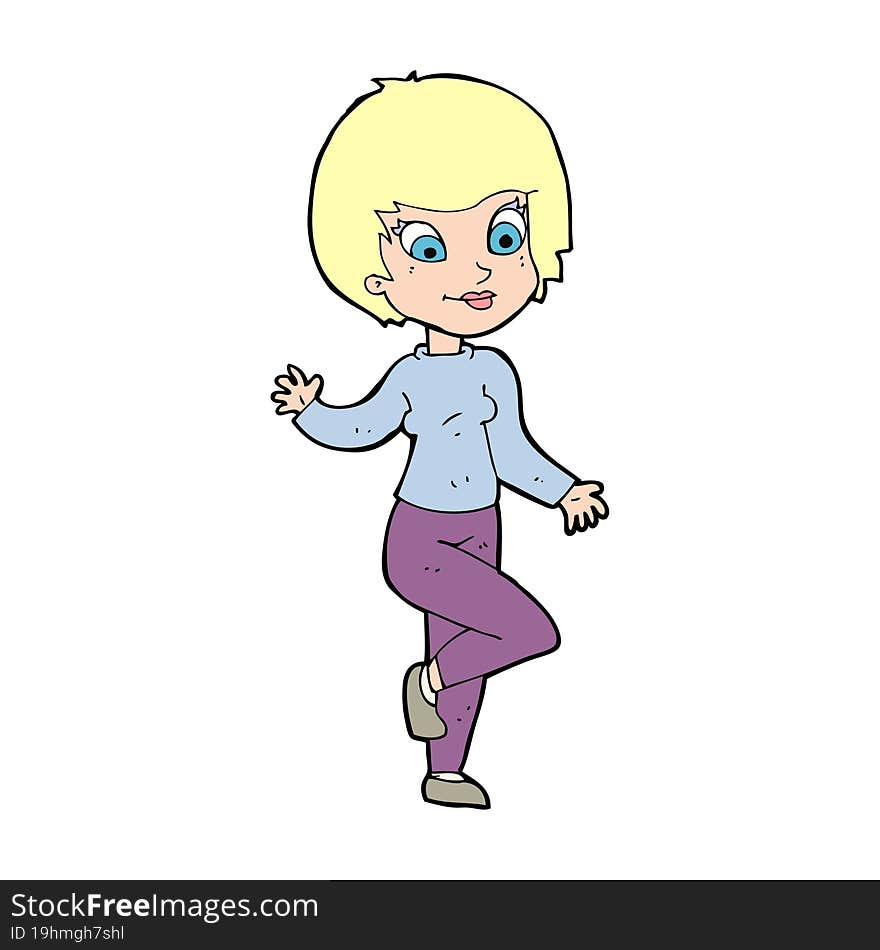 cartoon woman waving