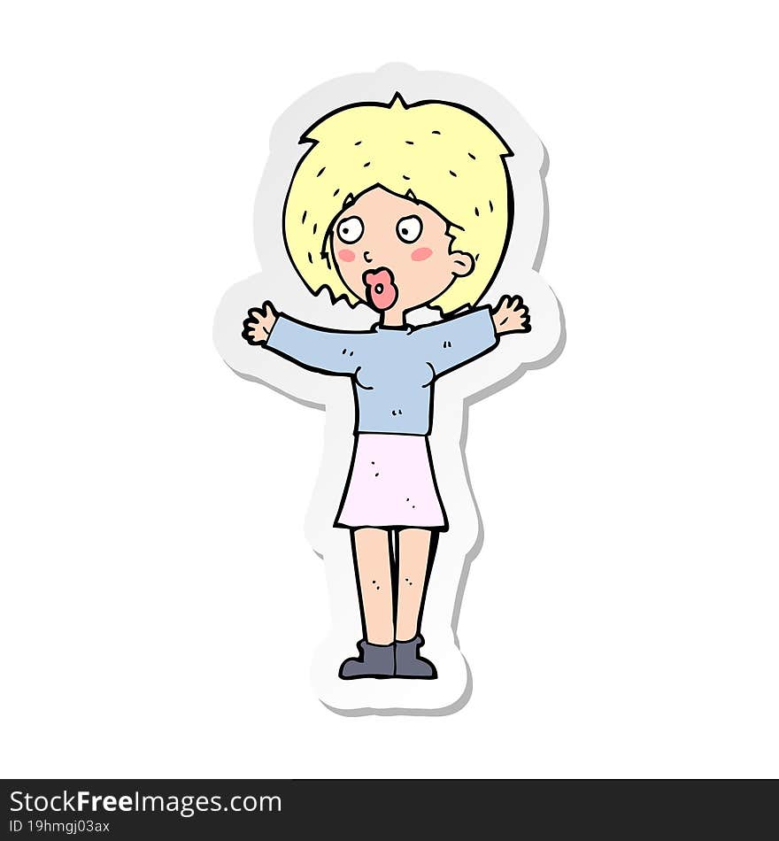 Sticker Of A Cartoon Worried Woman