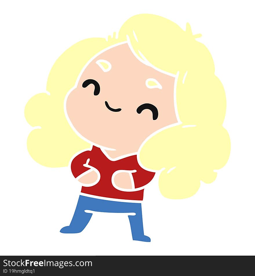 cartoon illustration of a cute kawaii girl. cartoon illustration of a cute kawaii girl