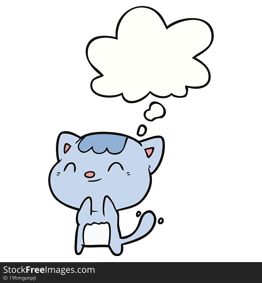 cartoon happy cat and thought bubble