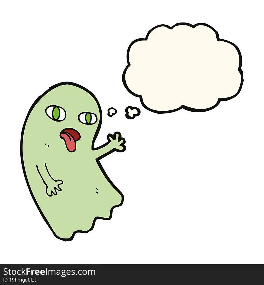 Funny Cartoon Ghost With Thought Bubble