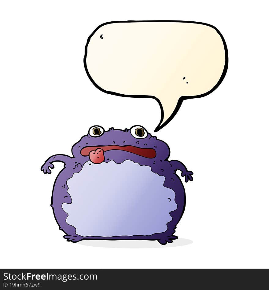 cartoon funny frog with speech bubble