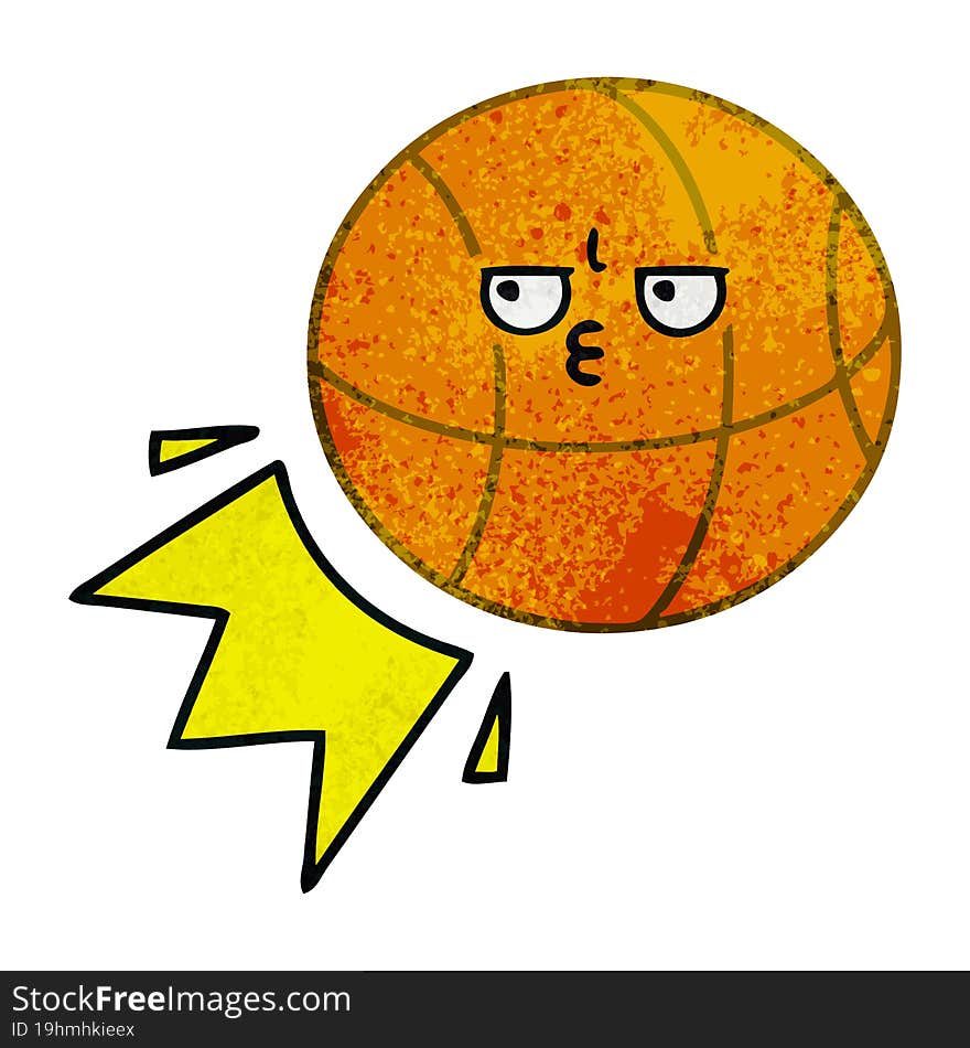 retro grunge texture cartoon of a basketball