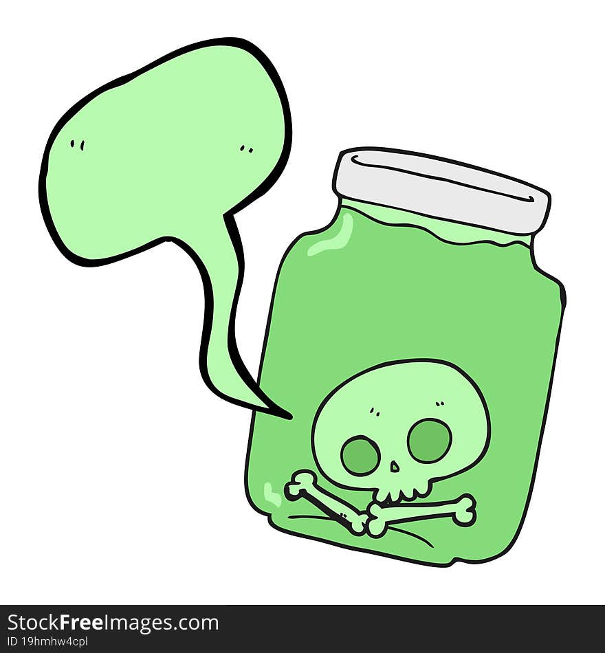 speech bubble cartoon jar with skull