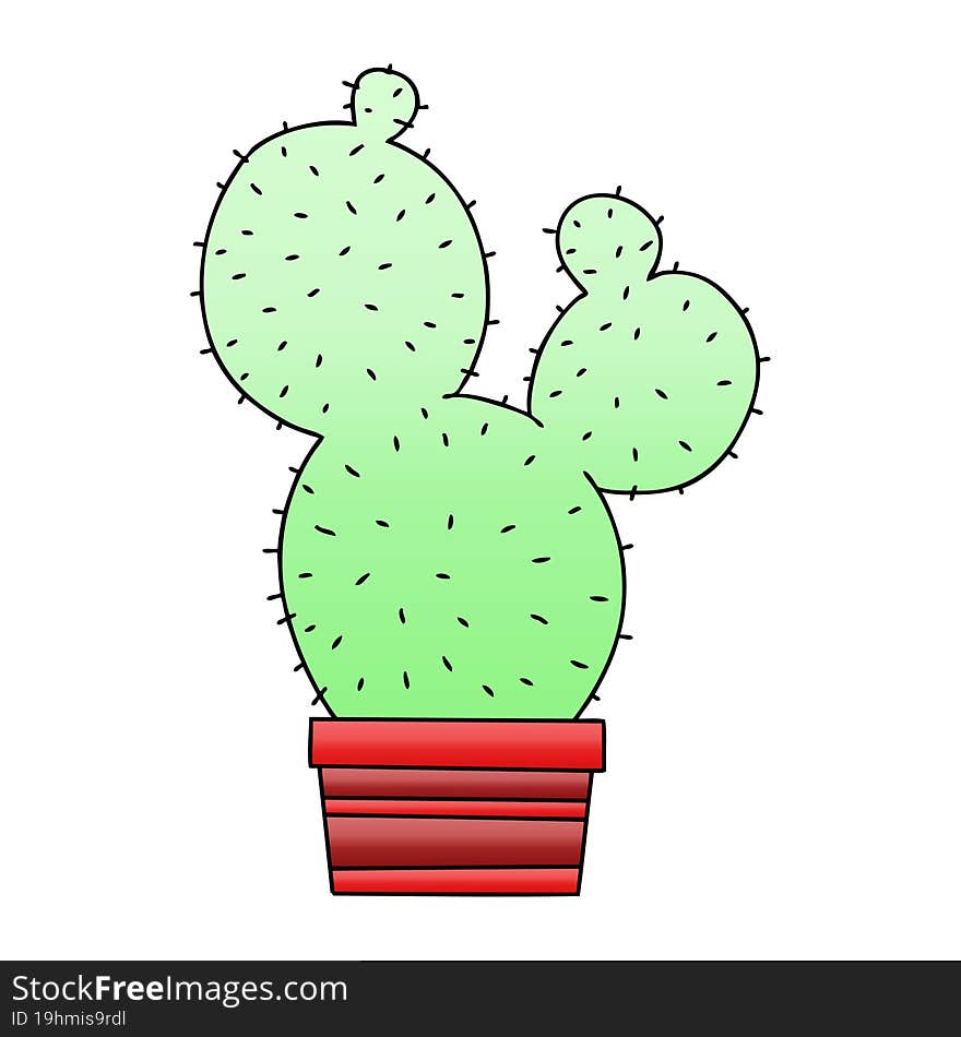 Quirky Gradient Shaded Cartoon Cactus