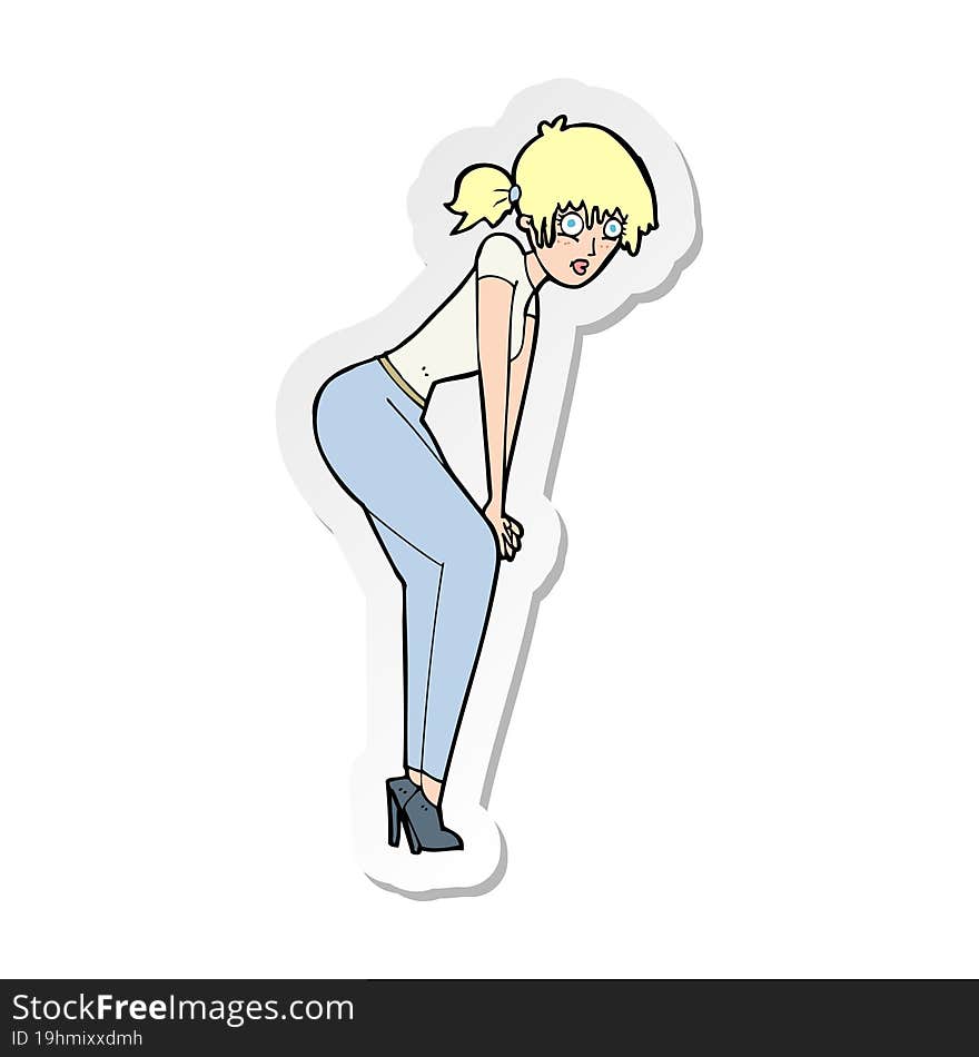 sticker of a cartoon woman posing